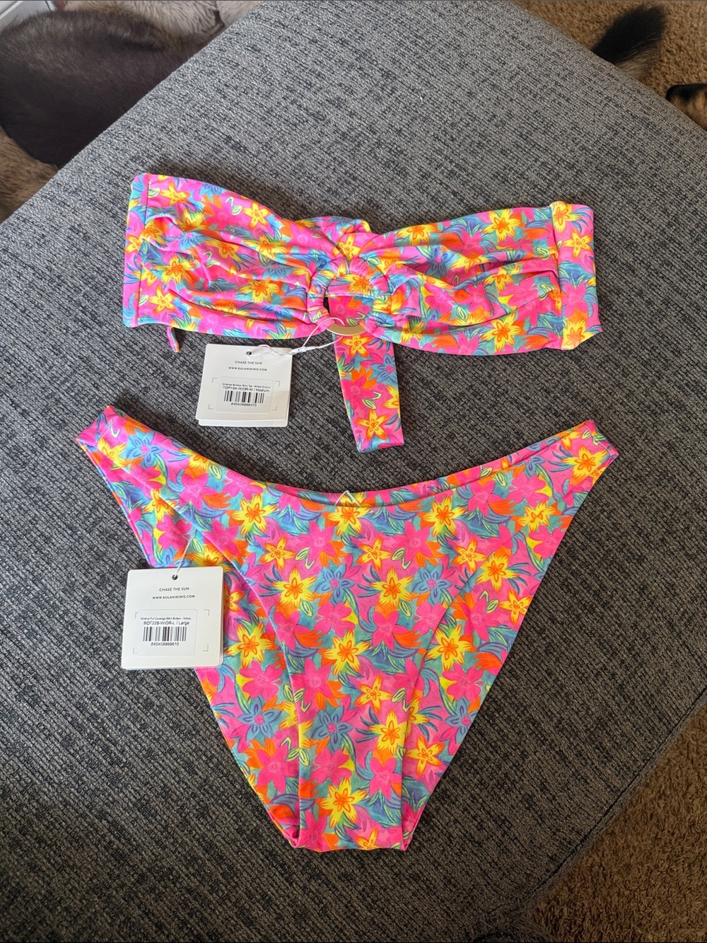 Kulani Kinis Pink Floral Bandeau Bikini Set